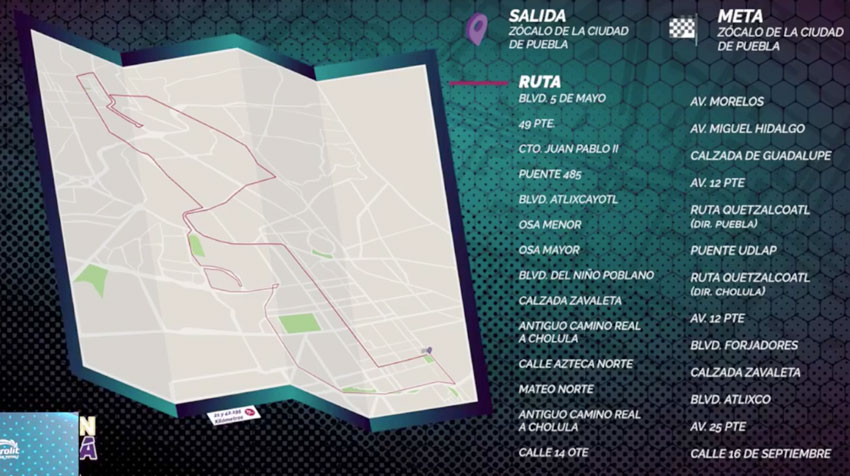 Ruta maratón de Puebla 2021
