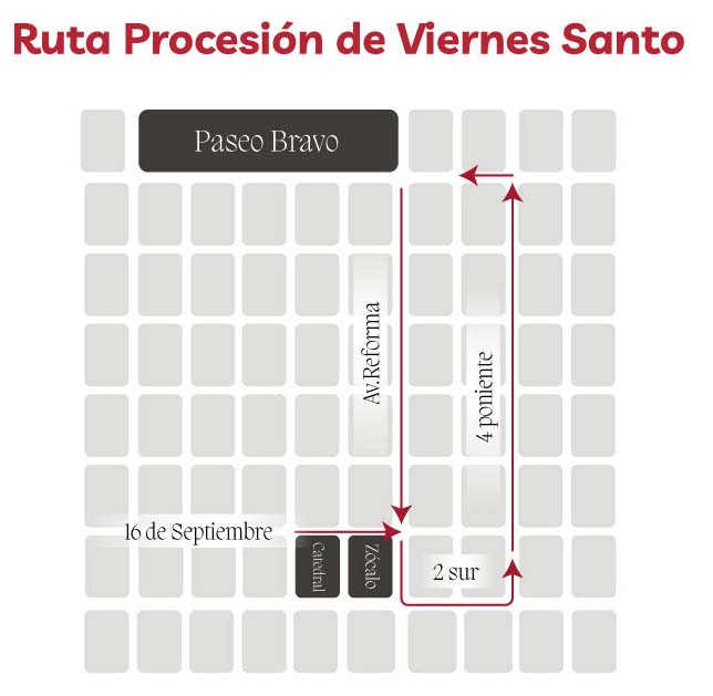 Ruta Procesión de Viernes Santo en Puebla 2022